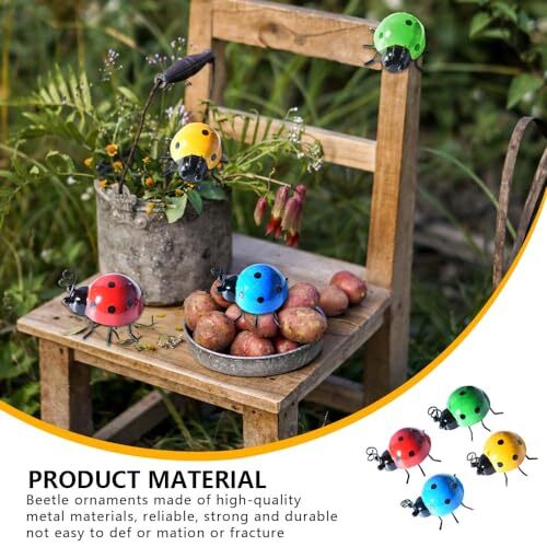 4 Pack Colorful Cute Garden Wall Art Decorative Yard Decorations Metal Ladybugs - Picture 6 of 8