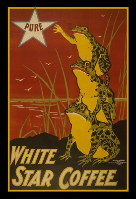 Reklame White Star Kaffee Poster Retro Eisenbahn Reklame Vintage Druck
