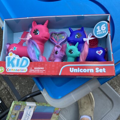 Kid Connection 16 Pc Unicorn Set Brush Comb Pony Pink Blue Girl Gift Ages 3+ 