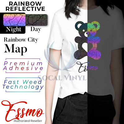 Rainbow City Map Reflective Heat Transfer Vinyl HTV T-Shirt 20'' Iron Press #RR02