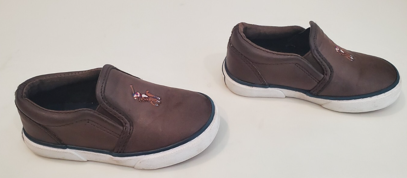 Polo Ralph Lauren Bal Harbour II bambino ragazzo marrone pony sneakers mocassini taglia 7