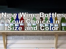 Glass Wine Bottles. YOUR CHOICE in size and color, NEW Glass Wine Bottle