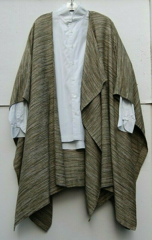 NEW Eskandar Size (1) OLIVE MULTI COLOR STRIPED 48" Long Drape Front Duster image 2