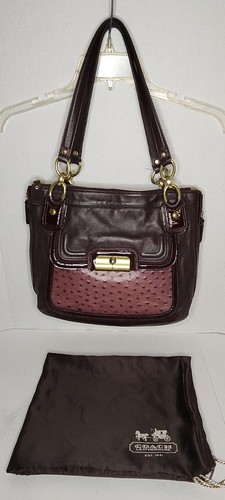 Vintage Coach Kristin Spectator N/S Tote Purple/Ostrich #18303 w/ Dust Bag - 第 1/19 張圖片