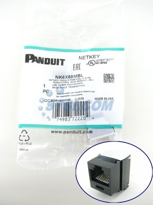 Panduit NetKey NK6X88MBL Cat6a RJ45 Keystone Punchdown Jack Module, Black ~STSI