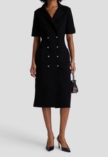 Carolina Herrera Women's Black Double Breasted Wool MIDI Dress Size XL