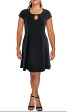 ⛱️SUMMER SALE🏖️1X🤍24seven Comfort Apparel Womens Black Knit Work Shift Dress