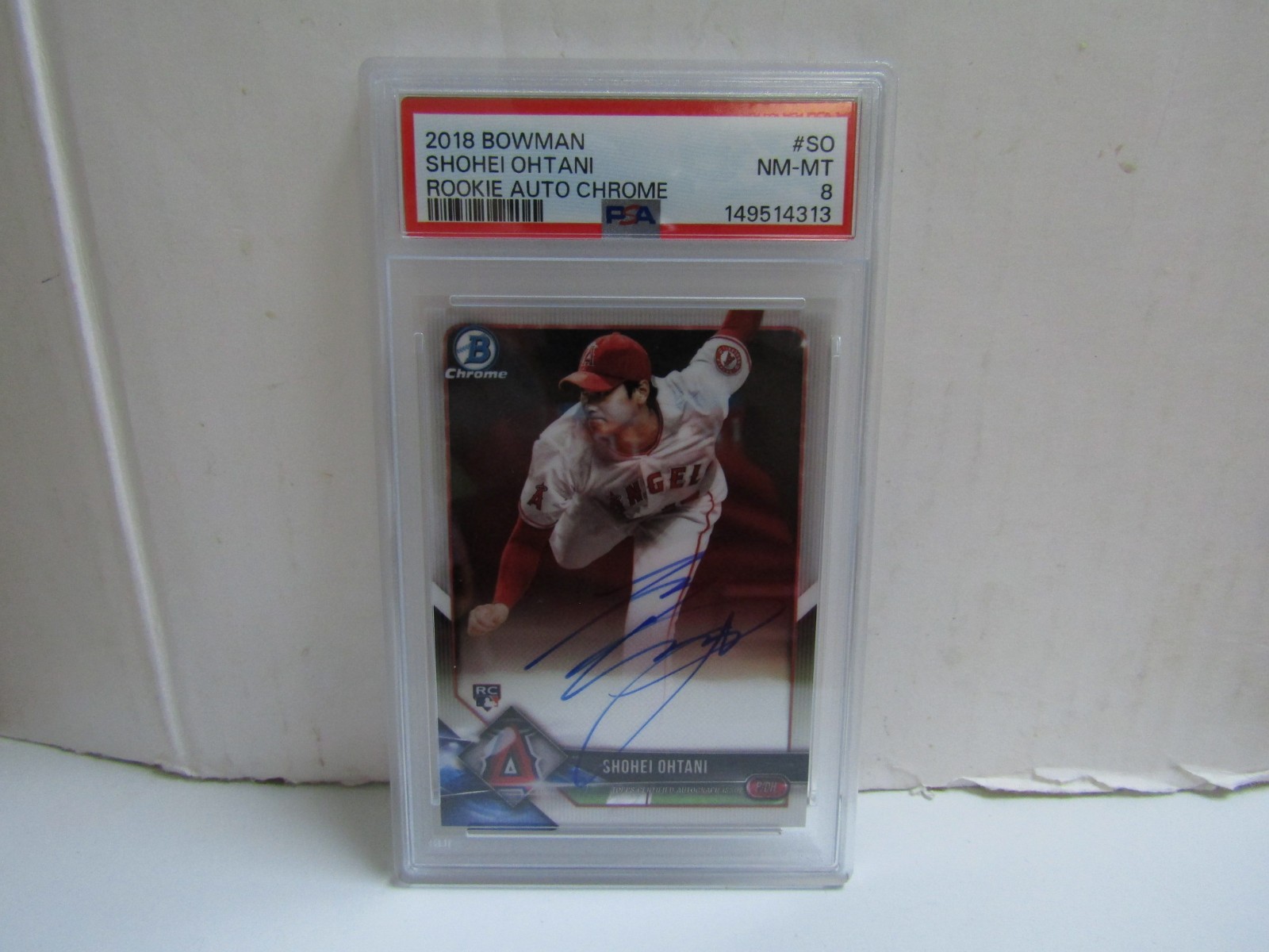 PSA 8 2018 Bowman #SO Shohei Ohtani Chrome On Card Auto RC Angels