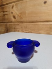 Vintage Cobalt Blue Frosted Glass Candle Holder