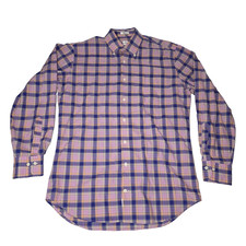 Peter Millar Men s Long Sleeve Button-Up Shirt Size Medium Blue Pink Plaid
