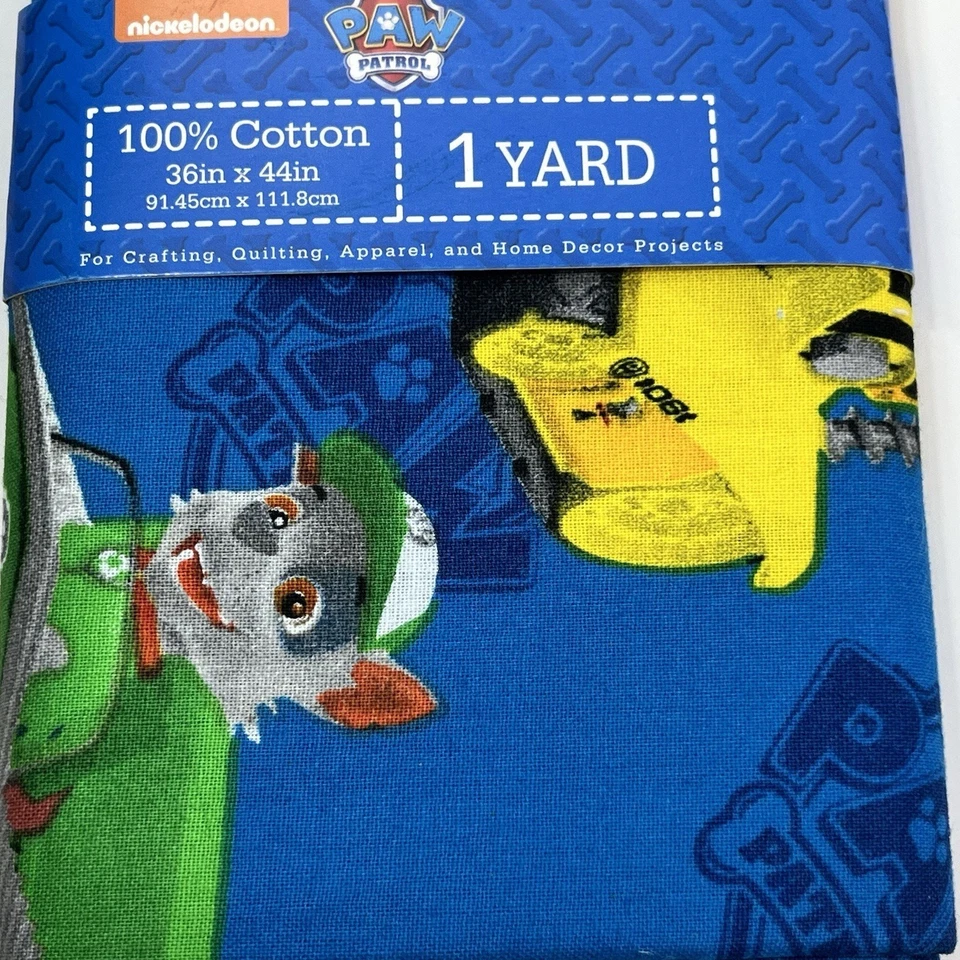 Paw Patrol Rescue Car Truck Bull Dozer Police Cotton Fabric 1 yard x 44 in - Image 3 of 4