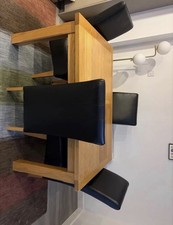 Solid Oak Extending Dining Table With 4 Chairs And Leather Seats