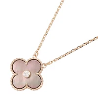 VAN CLEEF & ARPELS Vintage Alhambra Gray Mother-of-Pearl Diamond Necklace 18KRG