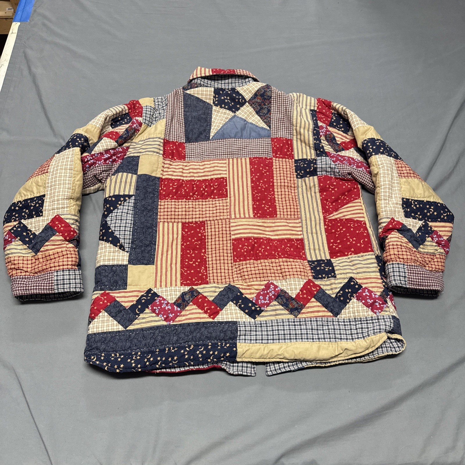 Vintage Patchwork Quilted Mixed Pattern Stars Str… - image 9