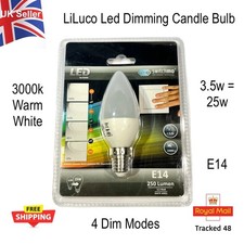 3.5w LED Candle Bulb 4 Dim Modes E14 250 Lumen 3000k Warm White Switch Mo Tech