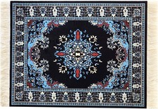 Beautiful Oriental Rug Style Mousepad, Navy Miniature Carpet Blue, White