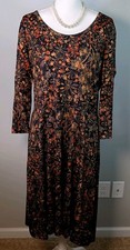 Peruvian Connection XL Giuliana Moody Floral Boho Pockets 3/4 Sleeve Midi Dress