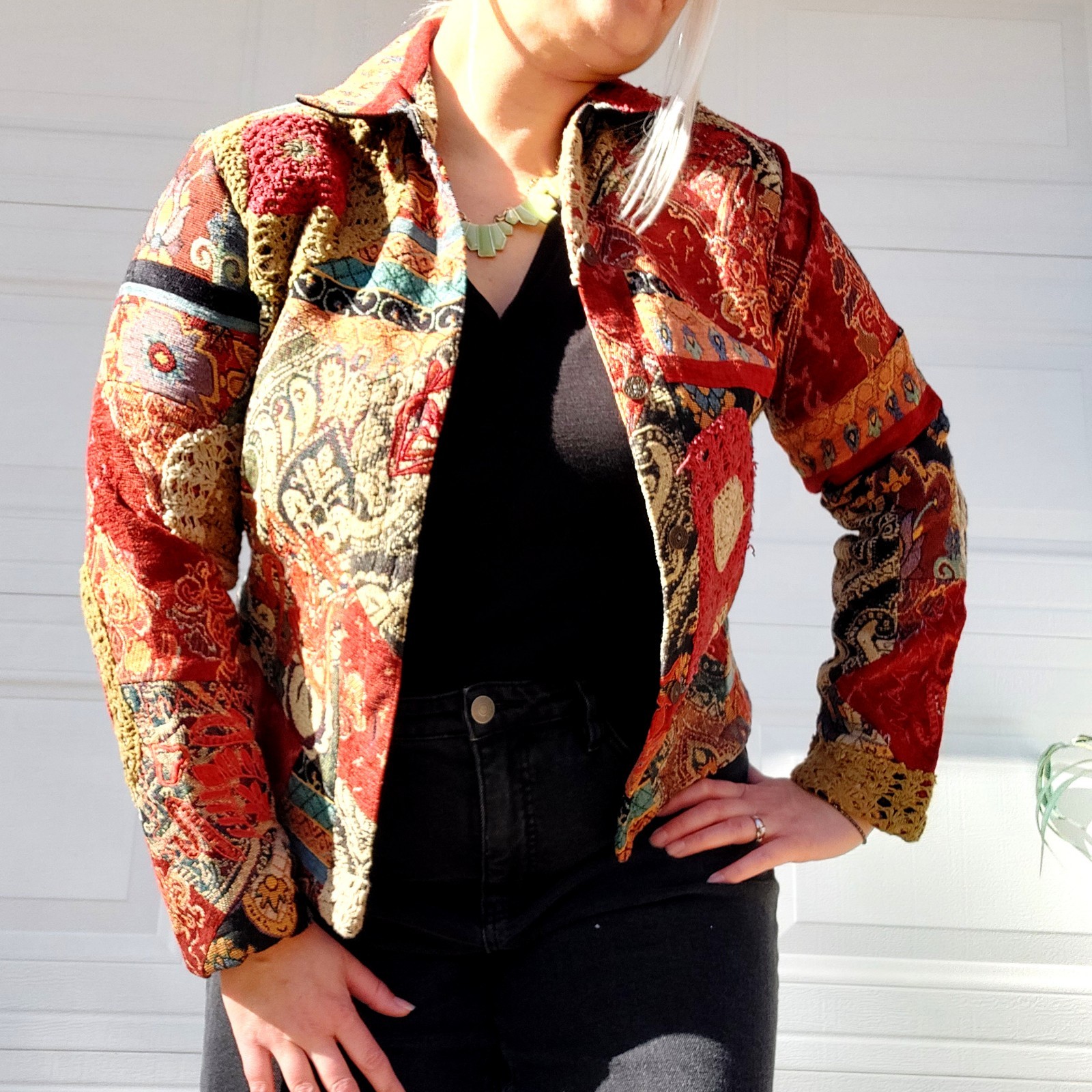 Chico's Shacket Jacket Patchwork Tapestry Paisley… - image 1