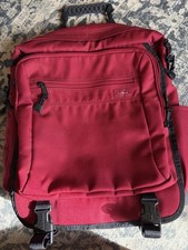 LL Bean 0NDR7 Deluxe Backpack/Satchel Red Polyester Travel Multiple Pockets