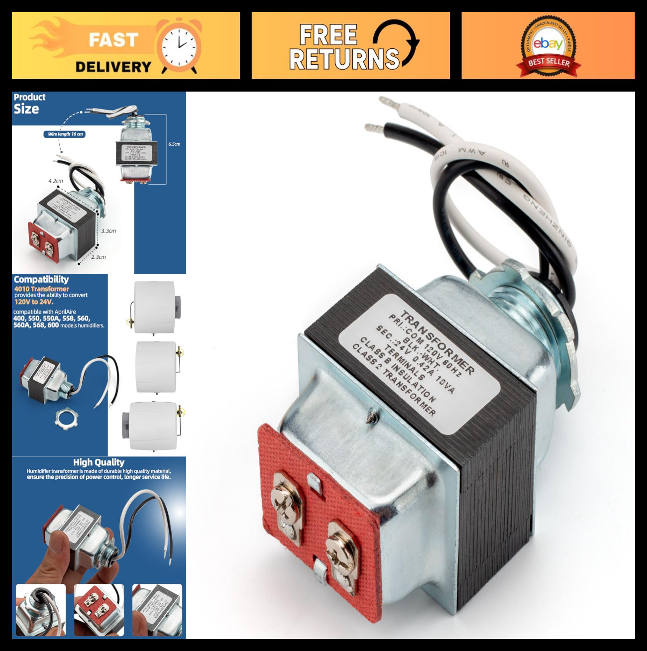 Transformer For Aprilaire 400 550 560 600 Models - 10va Replaceme