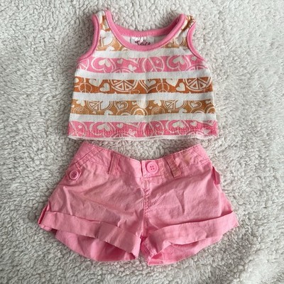 Build A Bear Justice Outfit Y2K Peace Love Tank Top Pink Shorts Set Rare Retired