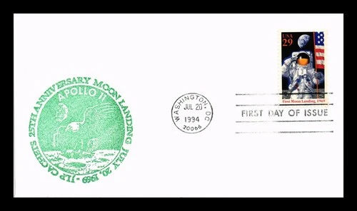 US COVER APOLLO 11 MOON LANDING 25TH ANNIVERSARY SPACE FDC JLP CACHETS