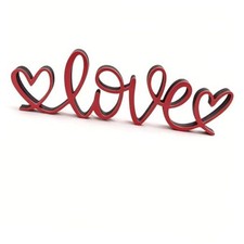 Wooden Love Sign Tabletop Decorations, Heart Shape Valentine's Day