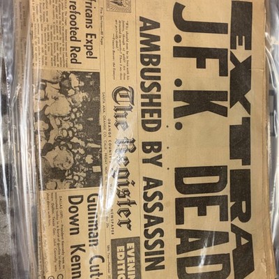 The Register Evening Edition Nov 22, 1963 JFK Assassination Headline
