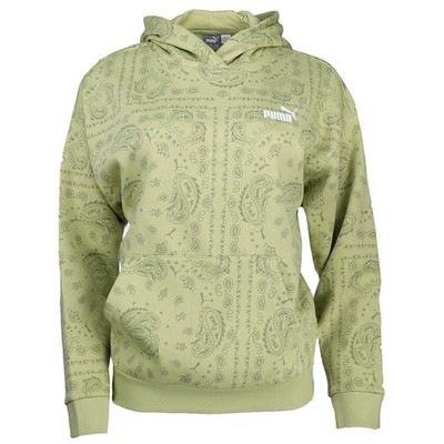 PUMA Essentials Paisley Pullover Hoodie Womens Green Casual Outerwear 68474637