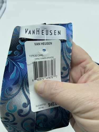 Van Heusen Men's Tie Blue/Teal/Gray Swirl 57.5" NWT - Picture 2 of 5