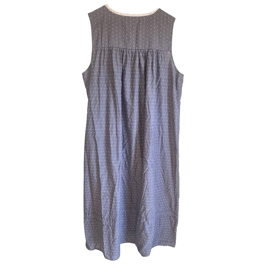 Camisón Eileen West XL Azul Gris Encaje Punto Suizo Sin Mangas Midi Ligero Foto 3 de 4