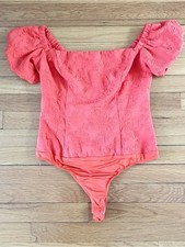 ASTR The Label Orange Aegean Puff Sleeve Summer Going Out Bodysuit Medium