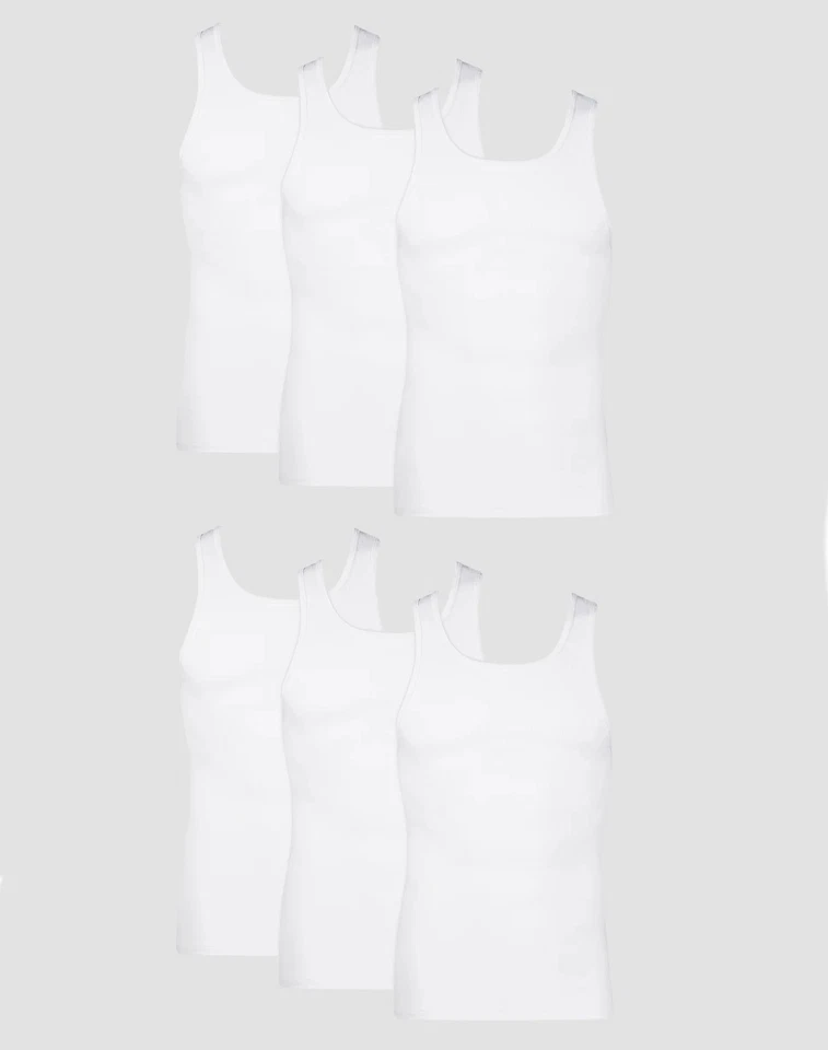 Hanes Men's TAGLESS ComfortSoft White A-Shirt 6-Pack Shirts Tank FreshIQ Value