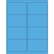 4 x 2 1/2" Fluorescent Bright Blue Rectangle Laser Labels-8 per Sheet-qty 800