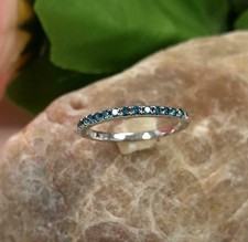 0.5ct Natural London Blue Topaz Wedding Band Half Eternity 14k White Gold Plated