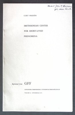 Smithsonian Center for Short-Lived Phenomena Reprinted from Geologiska Föreninge