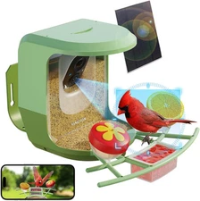 Smart Bird Feeder with Camera,Outdoor Watching Camera Solar Green 