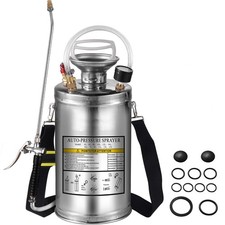 1.5-Gal Stainless Sprayer, Adjustable Nozzle, Pressure Gauge, Reinforced Hose