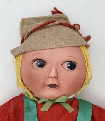 Googly Doll Pair 17  German Folk Costume Flat Bisque Mask Face Boy Girl Vintage