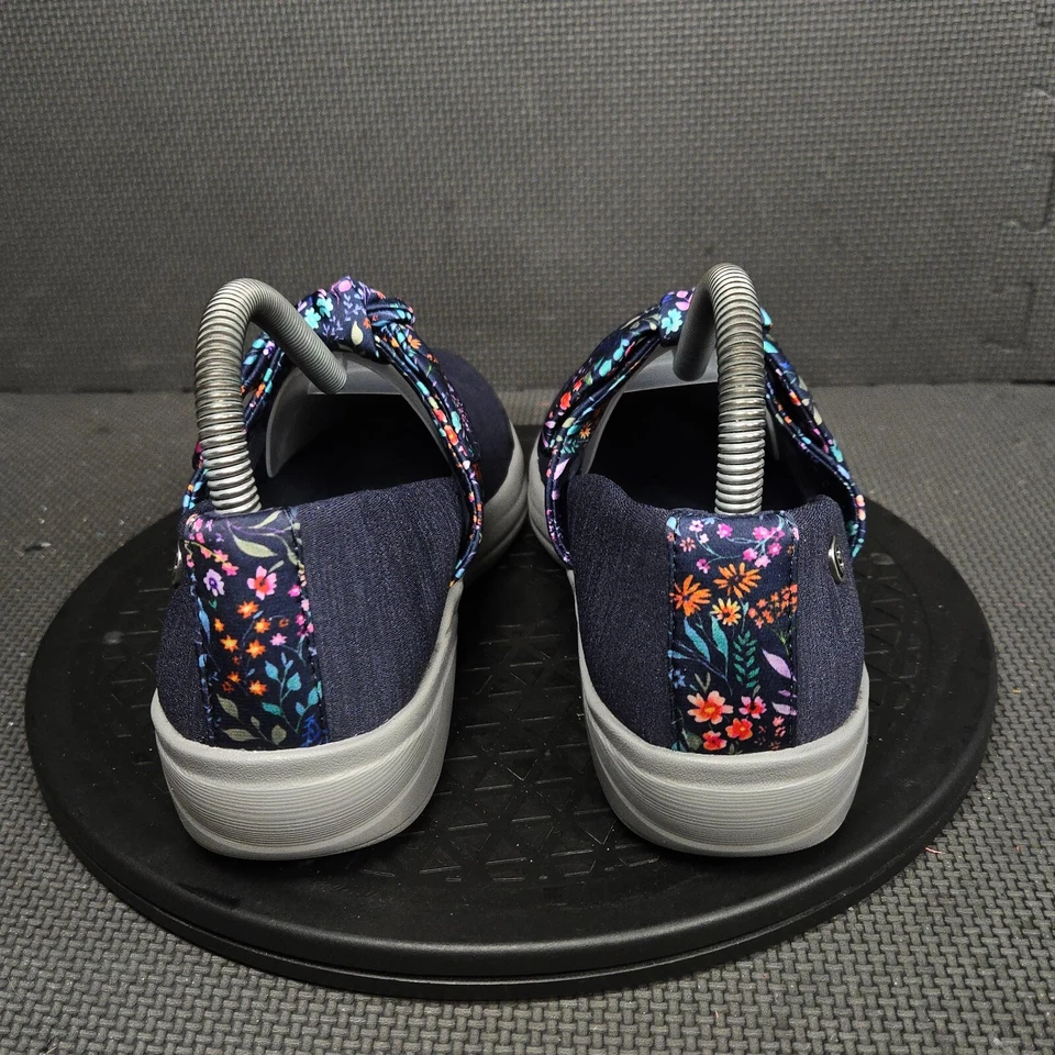 Bzees PLayful Shoes Womens Sz 8.5M Blue Gray Bow Mesh Comfort Washable Slip Ons - Image 4 of 4