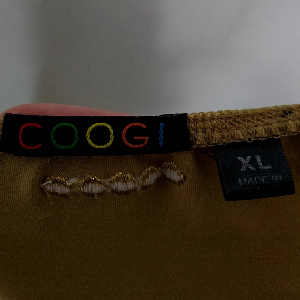 Coogi Womens sz XL Romper Gold Halter Tie V Neck Open Back Cinch Waist Y2K - Image 3 of 4