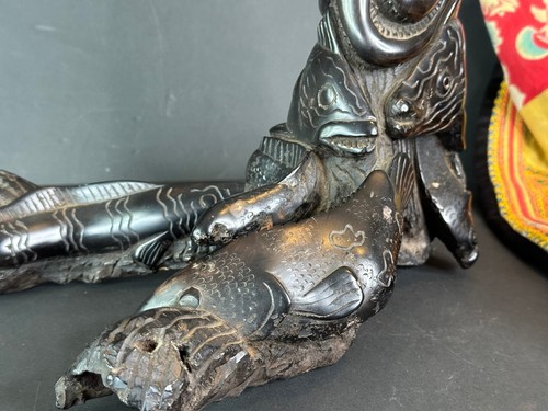 Old Solomon Islands Ebony Marine Carving “Spirt of Solomon's” - Picture 4 of 15
