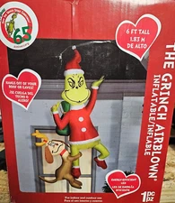 Gemmy 6ft Tall Dr. Seuss Hanging Grinch w/ Max Christmas Inflatable