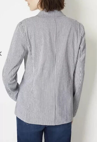 J.Jill Blazer Damen Größe M Seersucker Streifen Einknopf Baumwolljacke - Bild 4 von 13