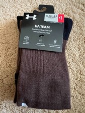 UNDER ARMOUR UA TEAM YOUTH SOCKS CUSHIONED OTC SIZE 13.5K-4.5 Brown