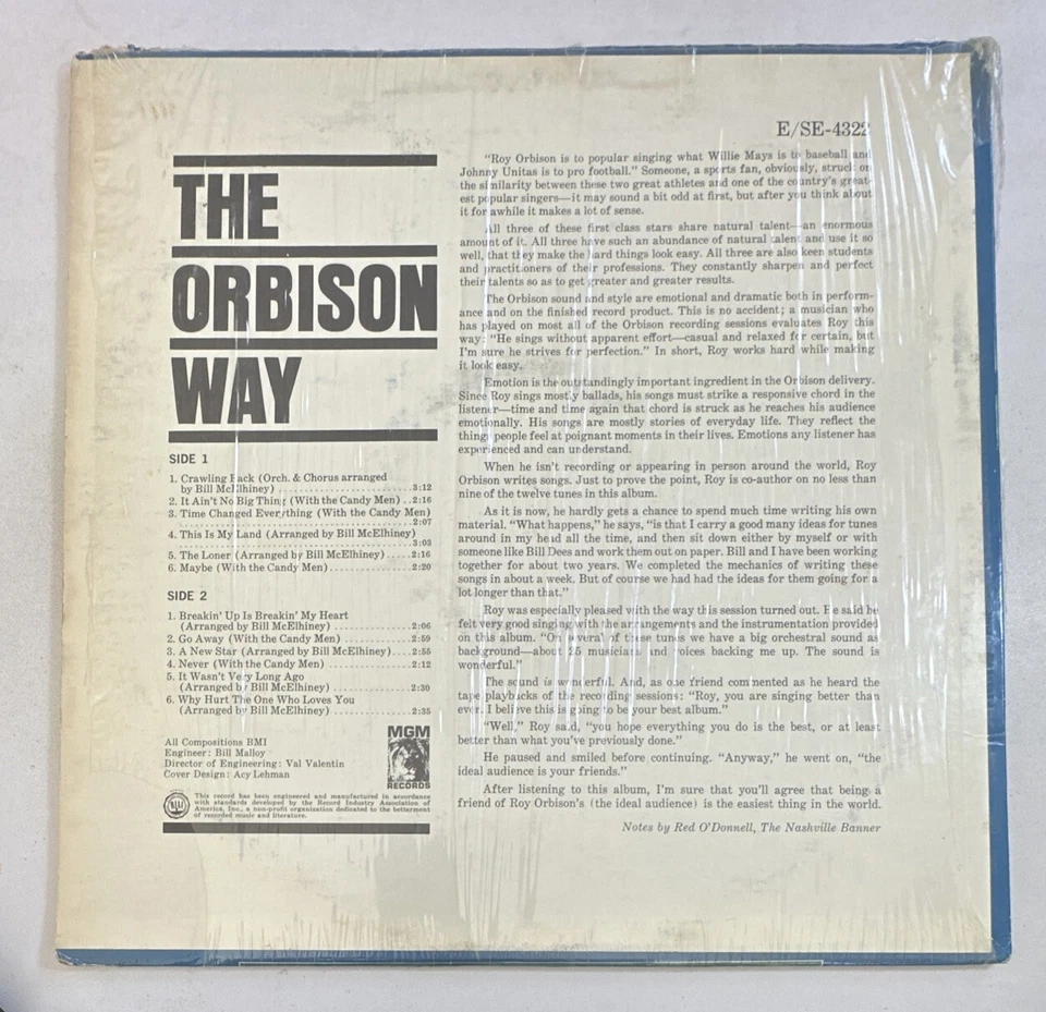 Roy Orbison - The Orbison Way Lp Vinyl Record US Issue EX / EX - Image 3 of 4