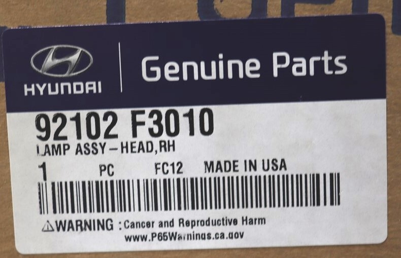 2017 Hyundai Elantra Passenger RH Halogen Headlight OEM 209 for 