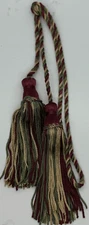 Burgundy Sage Green Gold Chair Tie 4" Tassels 22" Cord Spread Lot Of 2