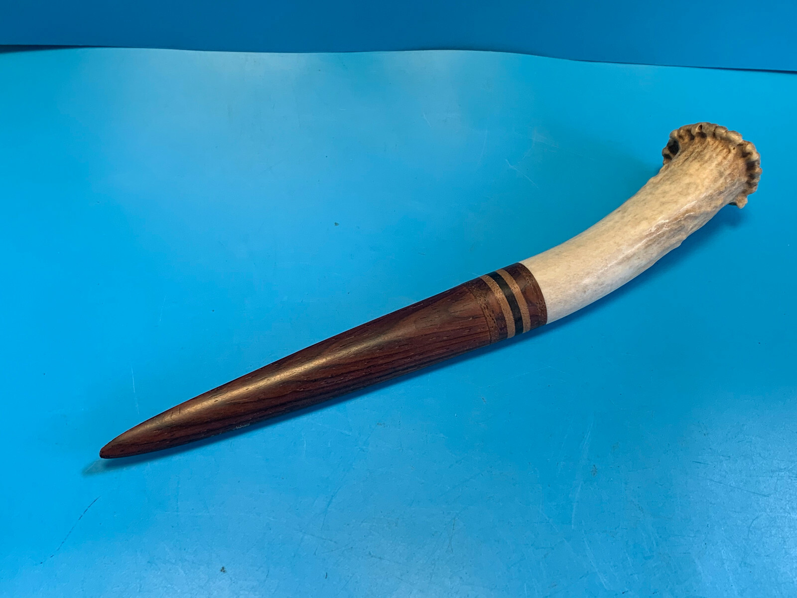 Old Vintage Collectible Unique Stacked Darkwood And Antler Letter