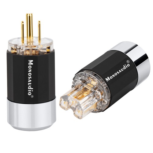 Pair 4N Pure Copper 24k Gold/Rhodium Plated Power Plug 15A 250V AC IEC Connector - Picture 11 of 18